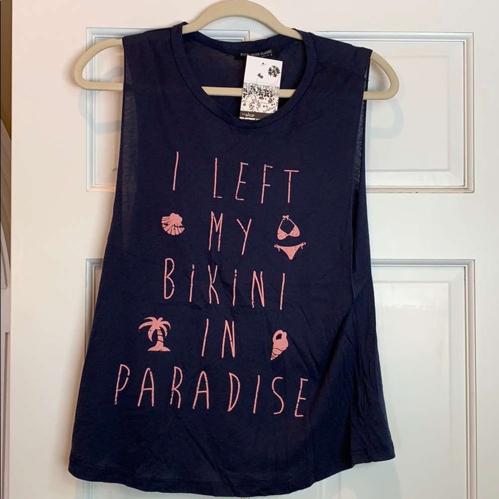 Lightweight navy muscle t. NWT. Pink logo